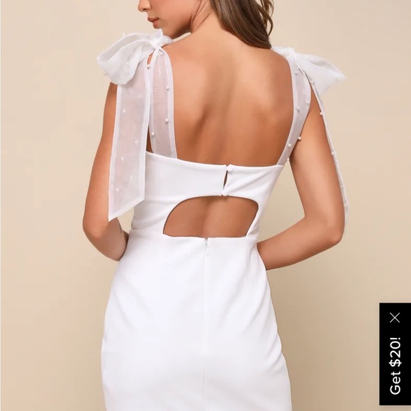 Lulus Beaming Perfection White Pearl Organza Tie-Strap Mini Dress - Picture 4 of 4